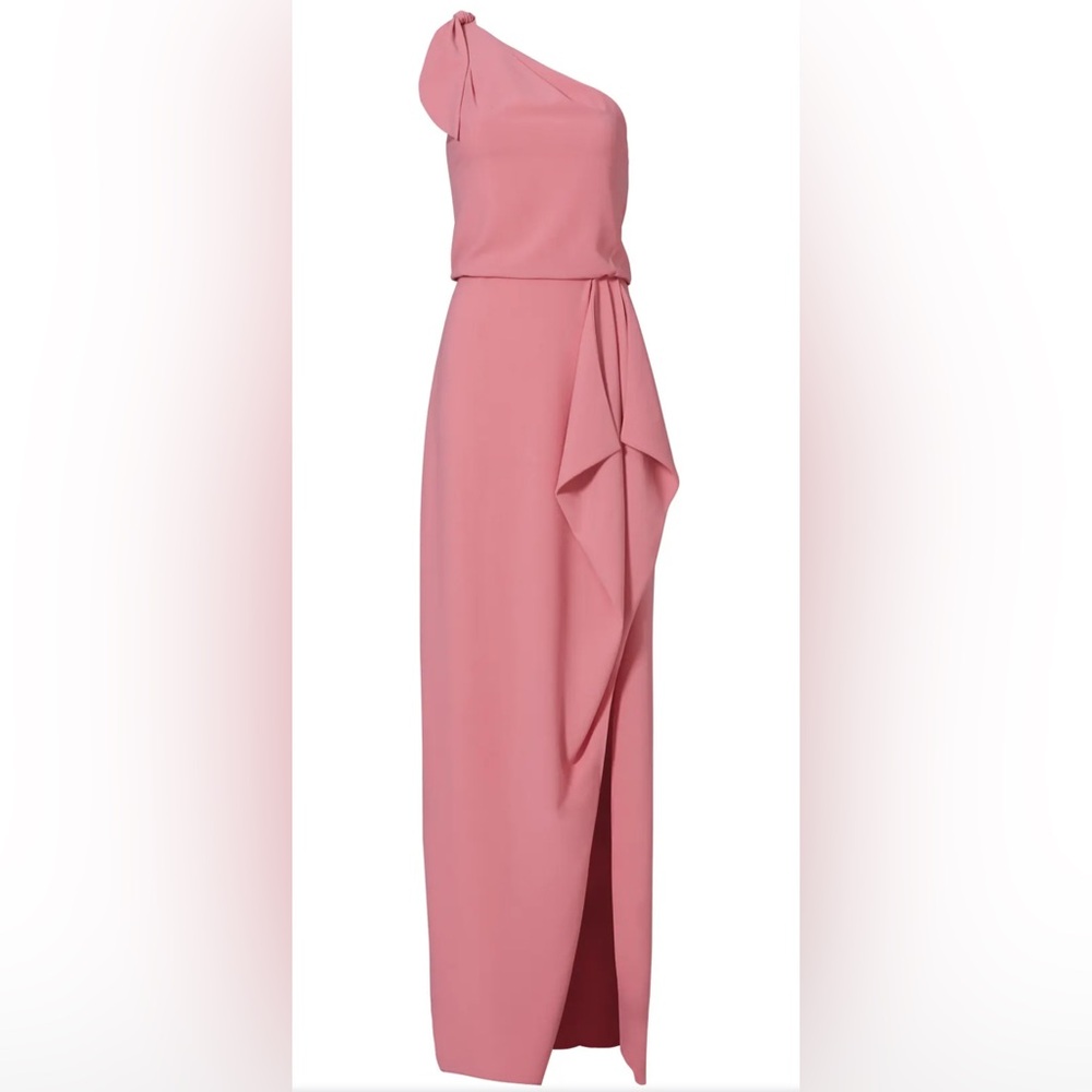 H by Halston Rose Pink One-Shoulder Draped Maxi Dress